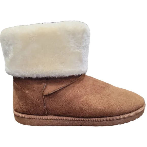 Olivia Miller Brown Faux Fur Ankle Boots Size 9 - Picture 1 of 5